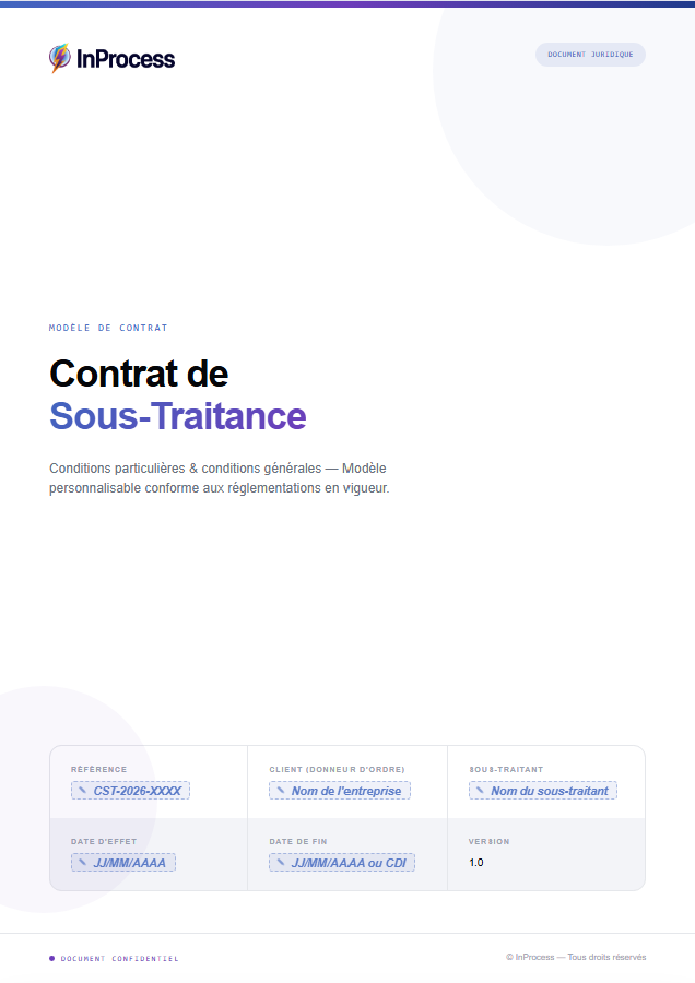 Template · Contrat de Sous-Traitance
